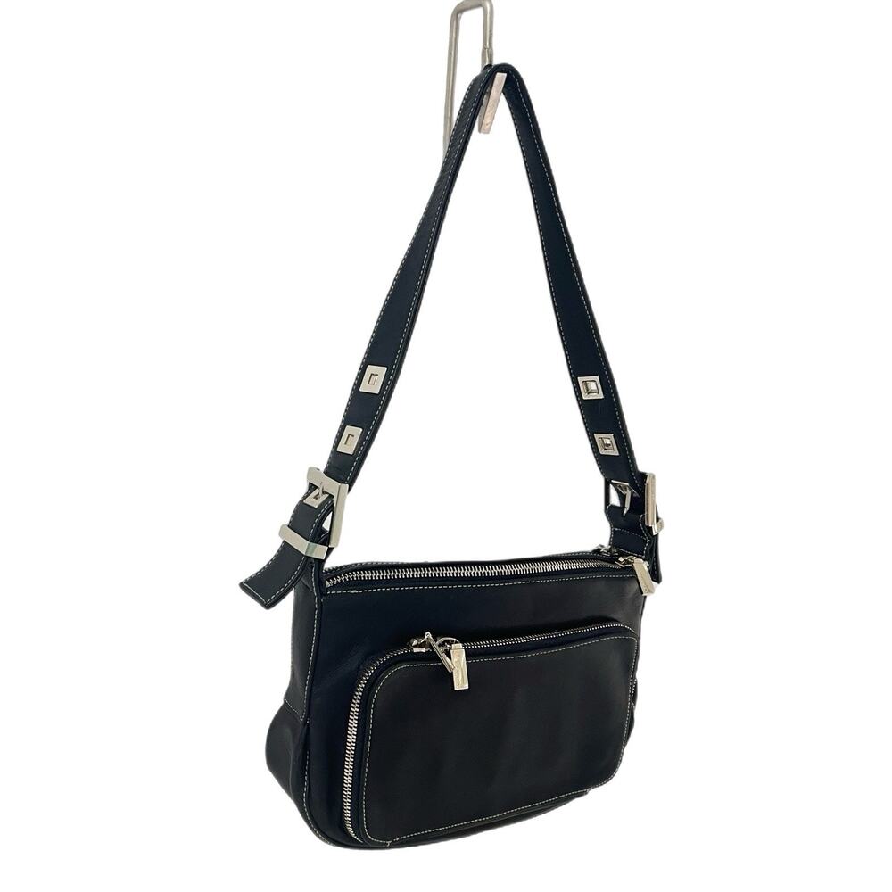 NEW Perlina Black Leather Shoulder Bag Soho Silver Tone Hardware Classic